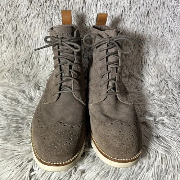 Cole Haan Generation ZeroGrand Ankle Boots Shoes Mens Size 10 Gray Suede Lace Up
