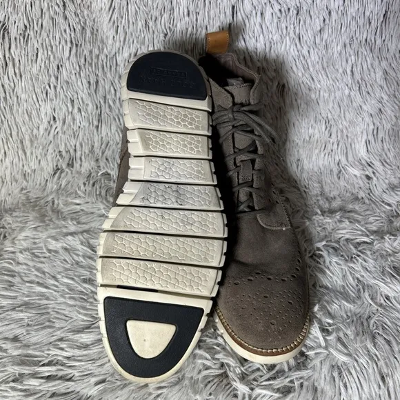 Cole Haan Generation ZeroGrand Ankle Boots Shoes Mens Size 10 Gray Suede Lace Up