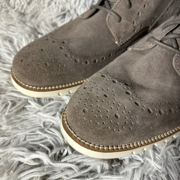 Cole Haan Generation ZeroGrand Ankle Boots Shoes Mens Size 10 Gray Suede Lace Up