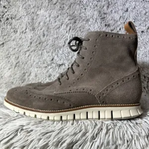 Cole Haan Generation ZeroGrand Ankle Boots Shoes Mens Size 10 Gray Suede Lace Up