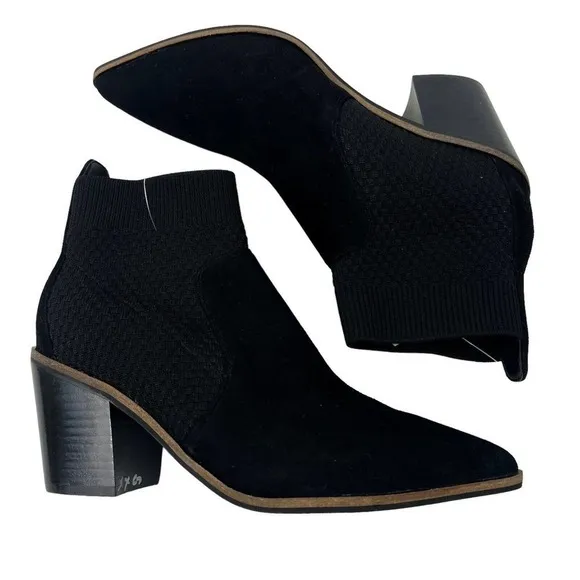 Cole Haan Grand OS Black Knit Suede Maggie Ankle Boots Sz 7B Bootie NWT
