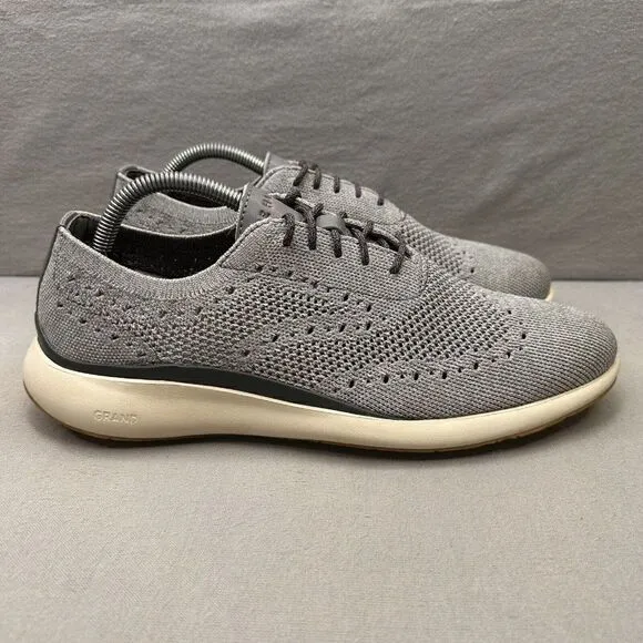 Cole Haan Grand Troy Mens Size 9 (M) Wingtip Oxford Cool Gray Knit Casual Dress
