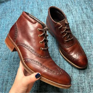 Cole Haan Liam Chukka 11 Wingtip Leather Ankle Boots in Brown