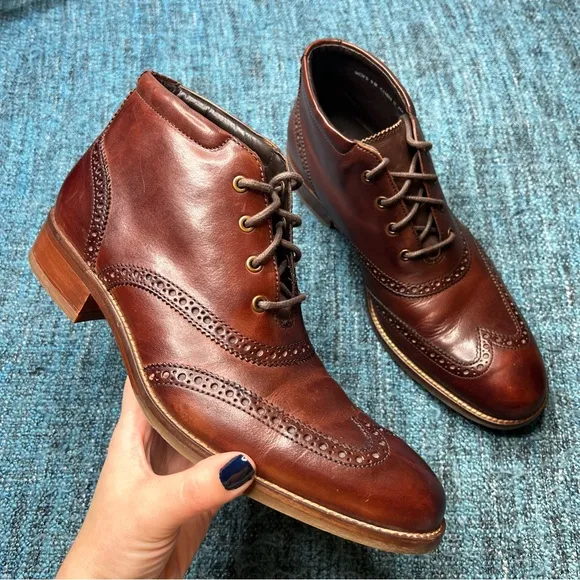 Cole Haan Liam Chukka 11 Wingtip Leather Ankle Boots in Brown