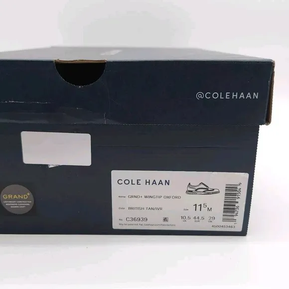 Cole Haan Mens 11.5 Grand  Wingtip Oxford British Tan Dress Casual Shoes Lace Up