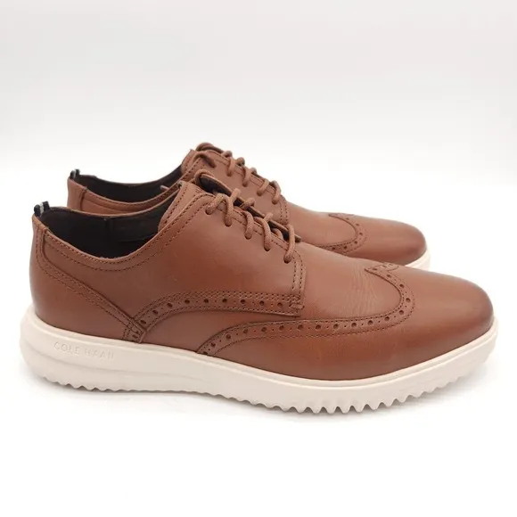 Cole Haan Mens 11.5 Grand  Wingtip Oxford British Tan Dress Casual Shoes Lace Up