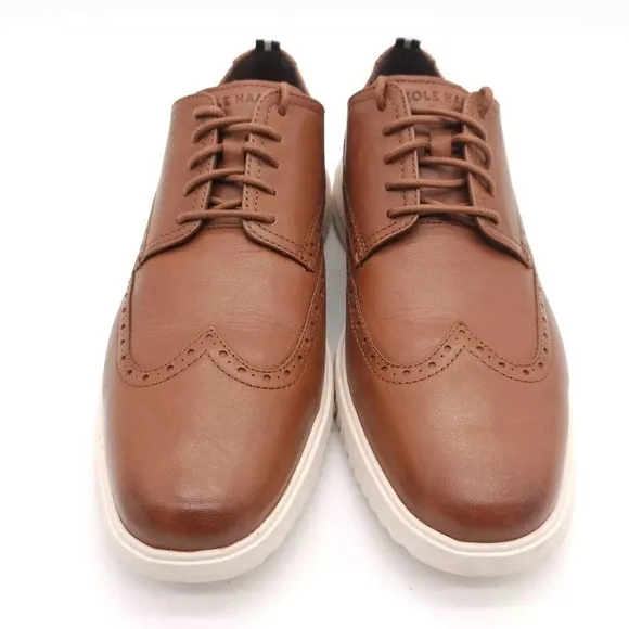 Cole Haan Mens 11.5 Grand  Wingtip Oxford British Tan Dress Casual Shoes Lace Up