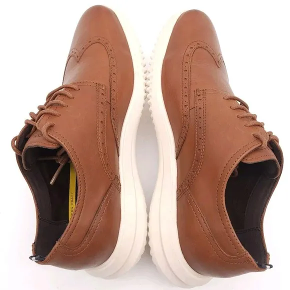 Cole Haan Mens 11.5 Grand  Wingtip Oxford British Tan Dress Casual Shoes Lace Up