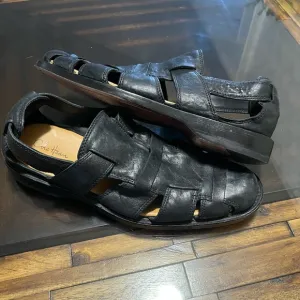 Cole Haan Mens Black Leather Fisherman Sandals Size 9.5
