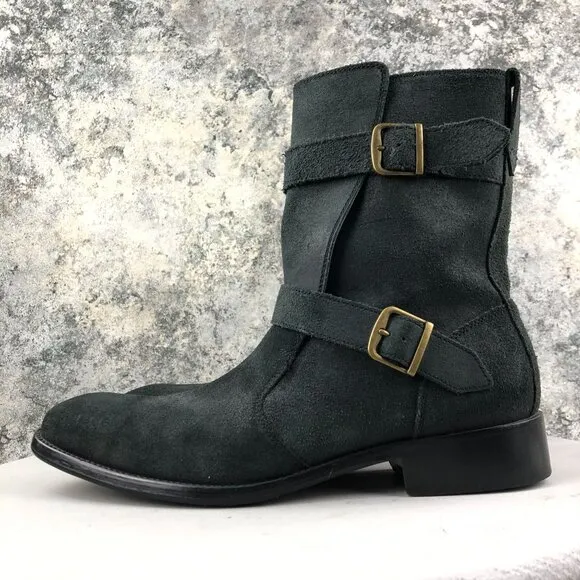Cole Haan Men's Size 10M Dk Grey Leather Nike Air Sole Dual Buckle Ankle Boots