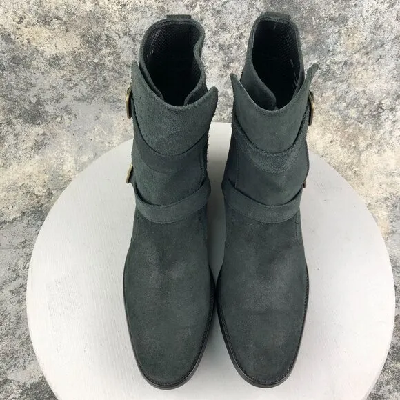 Cole Haan Men's Size 10M Dk Grey Leather Nike Air Sole Dual Buckle Ankle Boots