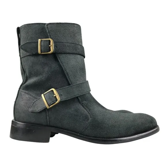 Cole Haan Men's Size 10M Dk Grey Leather Nike Air Sole Dual Buckle Ankle Boots