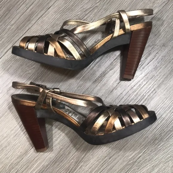 Cole Haan NWT Strappie Multi Colored Metalic Nike Air Heeled Sandals size 8.5