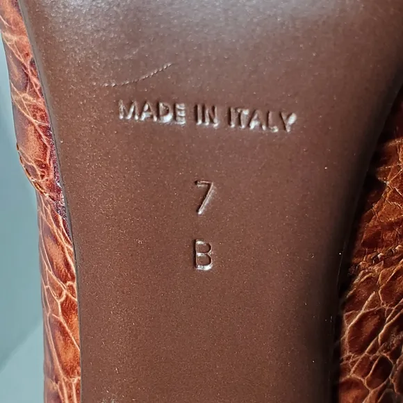 Cole Haan Nydia Cognac Crocodile Style Boots Heeled Zipper