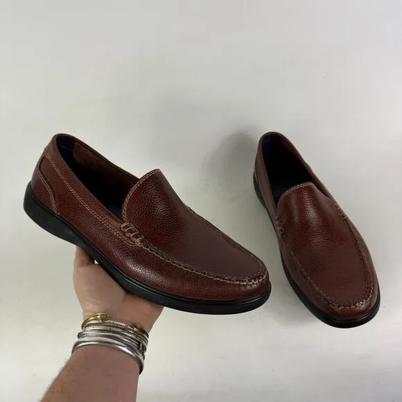 Cole Haan Sutton Plain Venetian Woodbury Grain Loafers Men's 11 Brown Leather