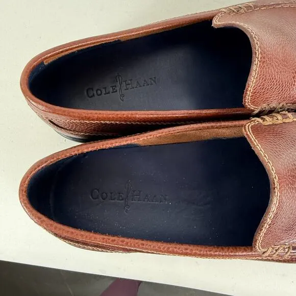 Cole Haan Sutton Plain Venetian Woodbury Grain Loafers Men's 11 Brown Leather