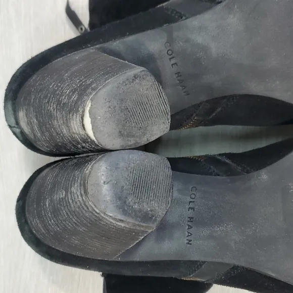 Cole Haan Womens Ankle Suede Sides Zip Nunuck Heels boots sz 9.5B