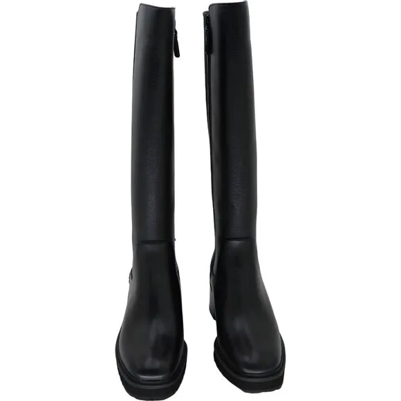 Cole Haan Women's Gema Lug Tall Black Leather Boots Size 6.5 B