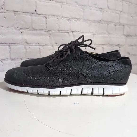 Cole Haan Zerogrand Wingtip Mens Black Nubuck Oxford Shoes Size 10.5 M C25590
