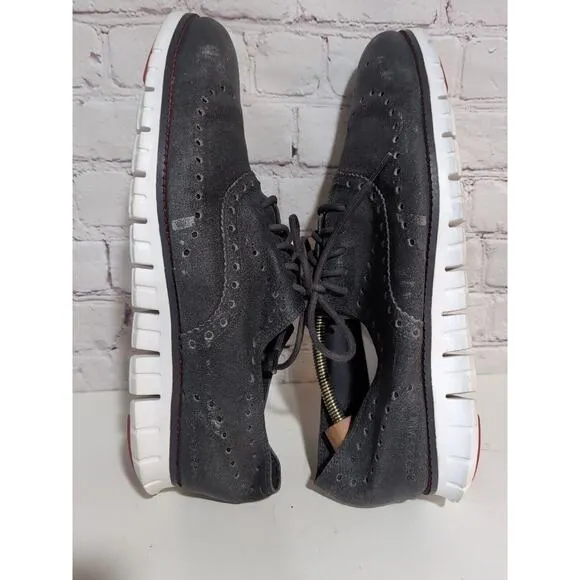 Cole Haan Zerogrand Wingtip Mens Black Nubuck Oxford Shoes Size 10.5 M C25590