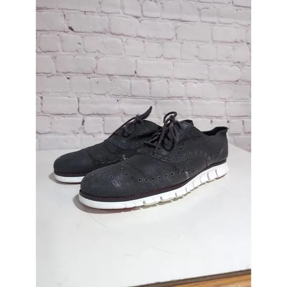 Cole Haan Zerogrand Wingtip Mens Black Nubuck Oxford Shoes Size 10.5 M C25590