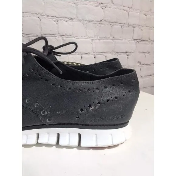 Cole Haan Zerogrand Wingtip Mens Black Nubuck Oxford Shoes Size 10.5 M C25590