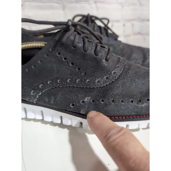 Cole Haan Zerogrand Wingtip Mens Black Nubuck Oxford Shoes Size 10.5 M C25590