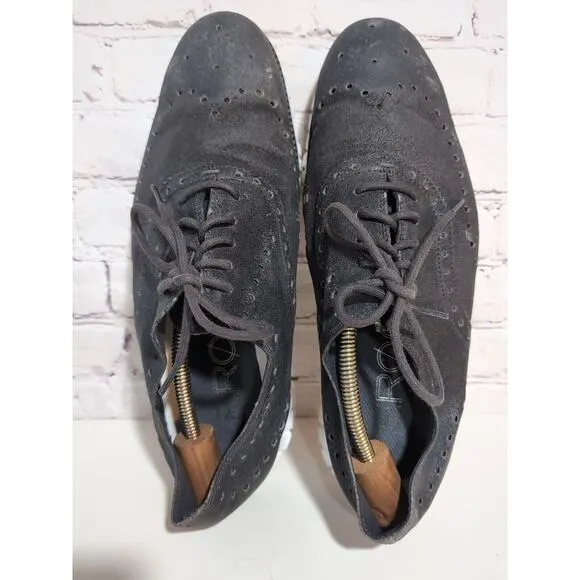 Cole Haan Zerogrand Wingtip Mens Black Nubuck Oxford Shoes Size 10.5 M C25590