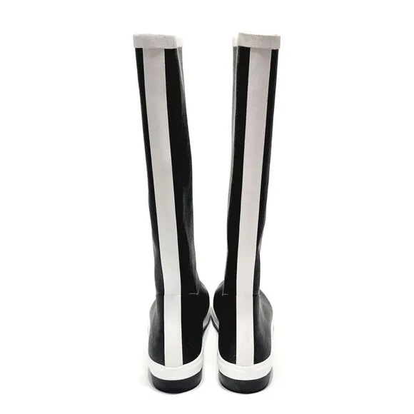 Cole Haan Devyn NikeAir Women's Black &amp; White Tall Knee High Rain Boots Size 9