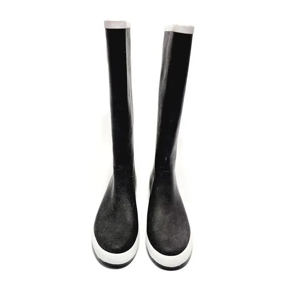 Cole Haan Devyn NikeAir Women's Black &amp; White Tall Knee High Rain Boots Size 9