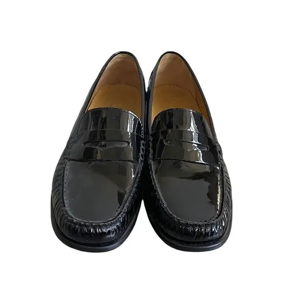 COLE HAAN Patent Leather Slip-On Penny Loafers Flat Shoes Black 7