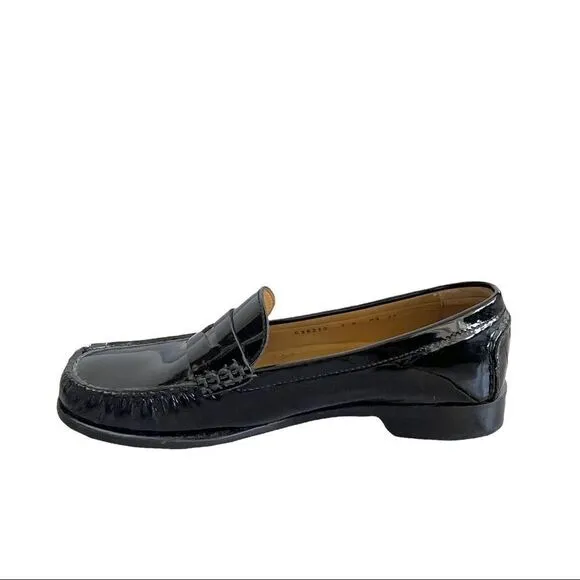 COLE HAAN Patent Leather Slip-On Penny Loafers Flat Shoes Black 7