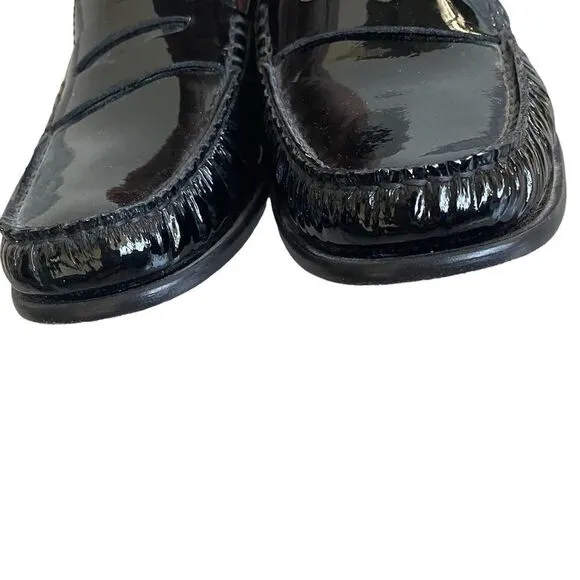 COLE HAAN Patent Leather Slip-On Penny Loafers Flat Shoes Black 7