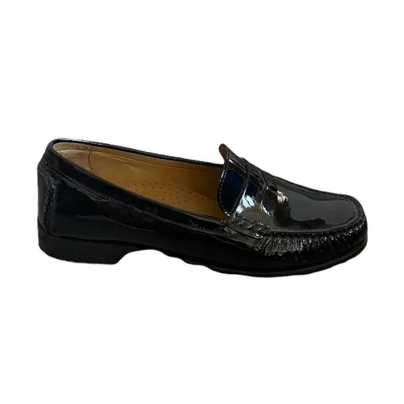 COLE HAAN Patent Leather Slip-On Penny Loafers Flat Shoes Black 7