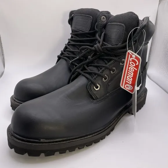 Coleman Workwear Waterproof Oil Resistant Work Black Boots Size 12 Men NWT New