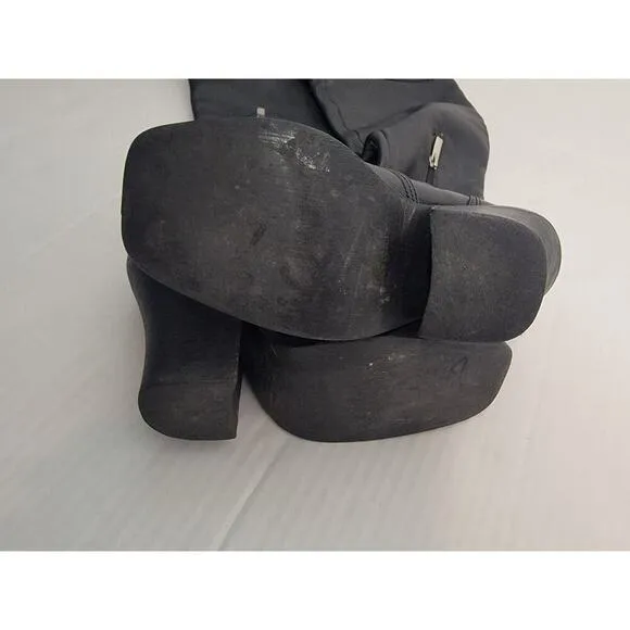 Colin Stuart Over The Knee Heel Boots 6B Leather Square Toe Silver Buckle Tall