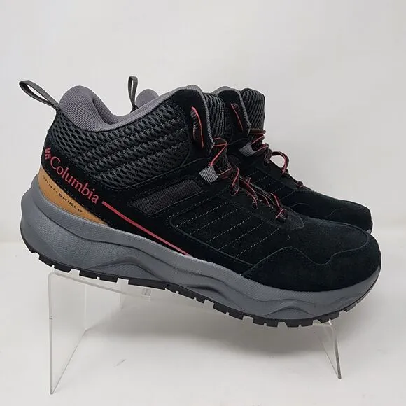 Columbia Hiking Boots Mens 8.5 Black Trail Plateau Venture Suede Mid Sneakers