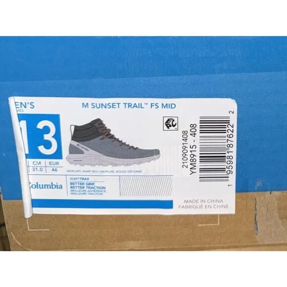 Columbia M Sunset Trail FS MID Gray Men's Size 13 Extra Shoe Laces NEW