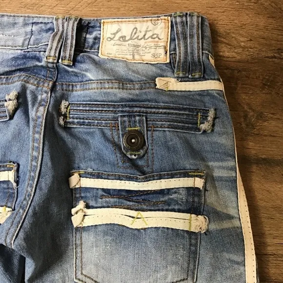 Concert Club Lolita Jeans Size 25 Import Korea Denim Asia Distress Skinny Blue