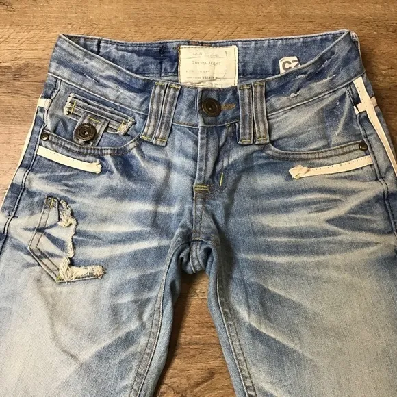 Concert Club Lolita Jeans Size 25 Import Korea Denim Asia Distress Skinny Blue