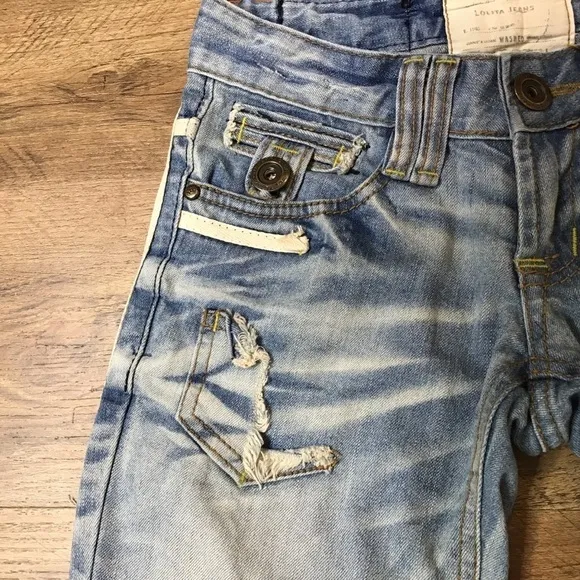 Concert Club Lolita Jeans Size 25 Import Korea Denim Asia Distress Skinny Blue