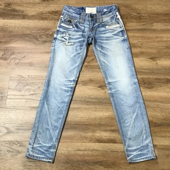 Concert Club Lolita Jeans Size 25 Import Korea Denim Asia Distress Skinny Blue