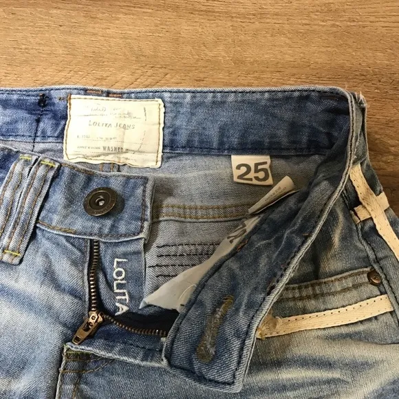 Concert Club Lolita Jeans Size 25 Import Korea Denim Asia Distress Skinny Blue