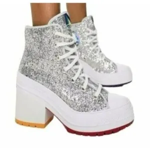 ⭐CONVERSE 6.5 Mens Shoes Boots Heel Platform CHUCK 70 D A06028C Silver Glam