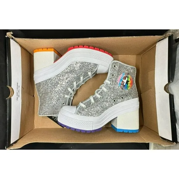 ⭐CONVERSE 6.5 Mens Shoes Boots Heel Platform CHUCK 70 D A06028C Silver Glam