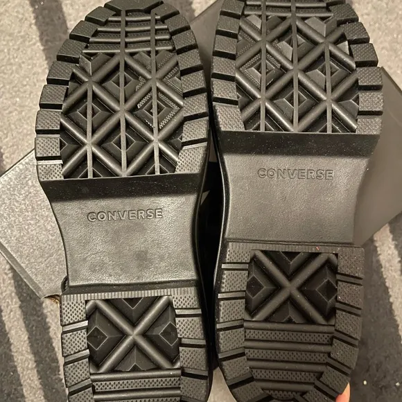 Converse Black Leather Platform Buckle Mary Jane Shoes
