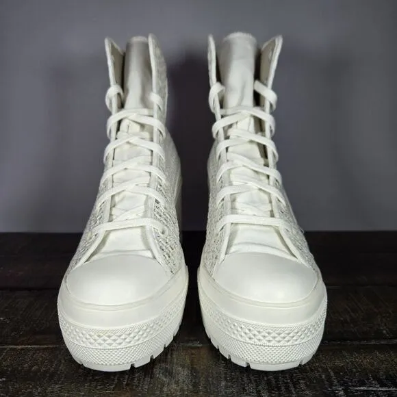 Converse Chuck 70 De Luxe Womens Size 10 Heeled Shoes Boots Knit Egret A07535C
