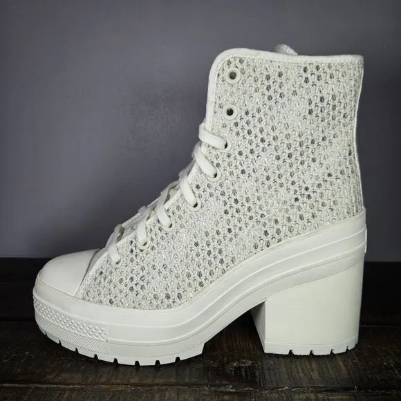 Converse Chuck 70 De Luxe Womens Size 10 Heeled Shoes Boots Knit Egret A07535C
