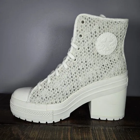 Converse Chuck 70 De Luxe Womens Size 10 Heeled Shoes Boots Knit Egret A07535C