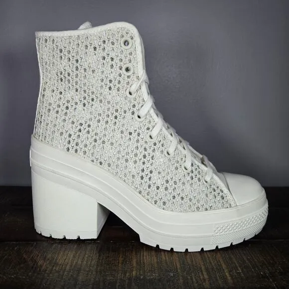 Converse Chuck 70 De Luxe Womens Size 10 Heeled Shoes Boots Knit Egret A07535C
